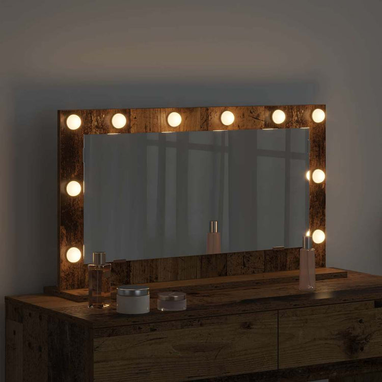 Vidaxx miroir de maquillage rectangulaire avec miroir vieux bois 80 x 45 x 18 cm