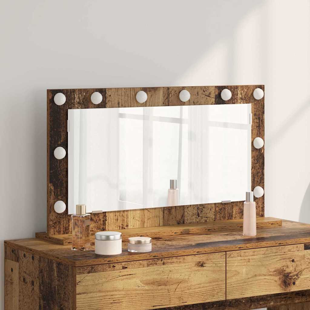 Vidaxx miroir de maquillage rectangulaire avec miroir vieux bois 80 x 45 x 18 cm