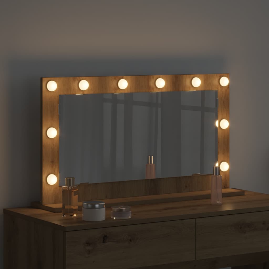 Vidaxx miroir de maquillage rectangulaire chêne artisanal 80 x 45 x 18 cm