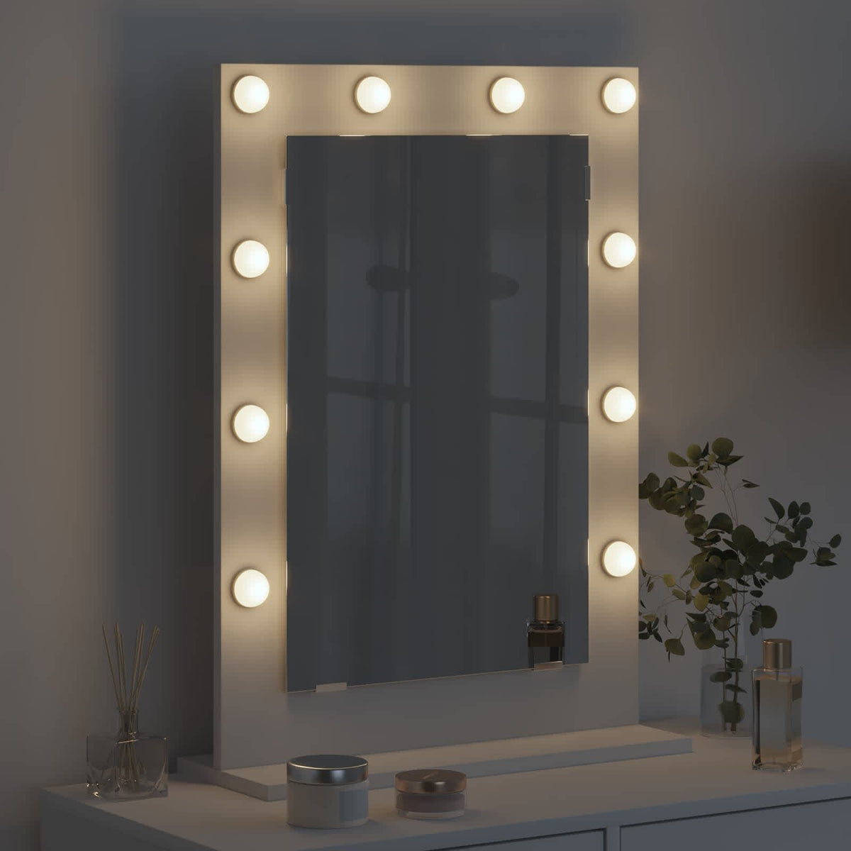 Vidaxx miroir de maquillage blanc 70 x 50 x 18 cm verre et bois avec plastique