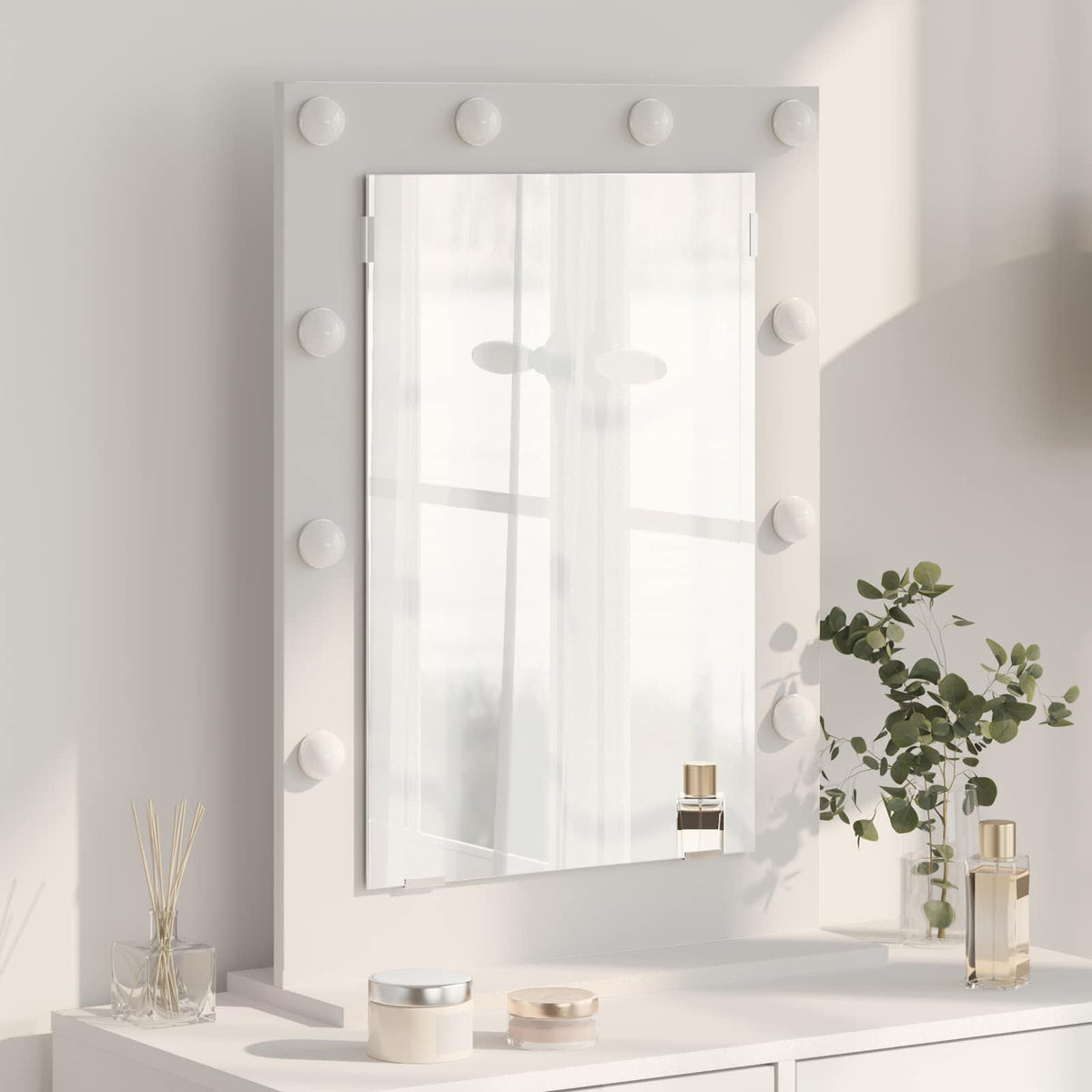 Vidaxx miroir de maquillage blanc 70 x 50 x 18 cm verre et bois avec plastique