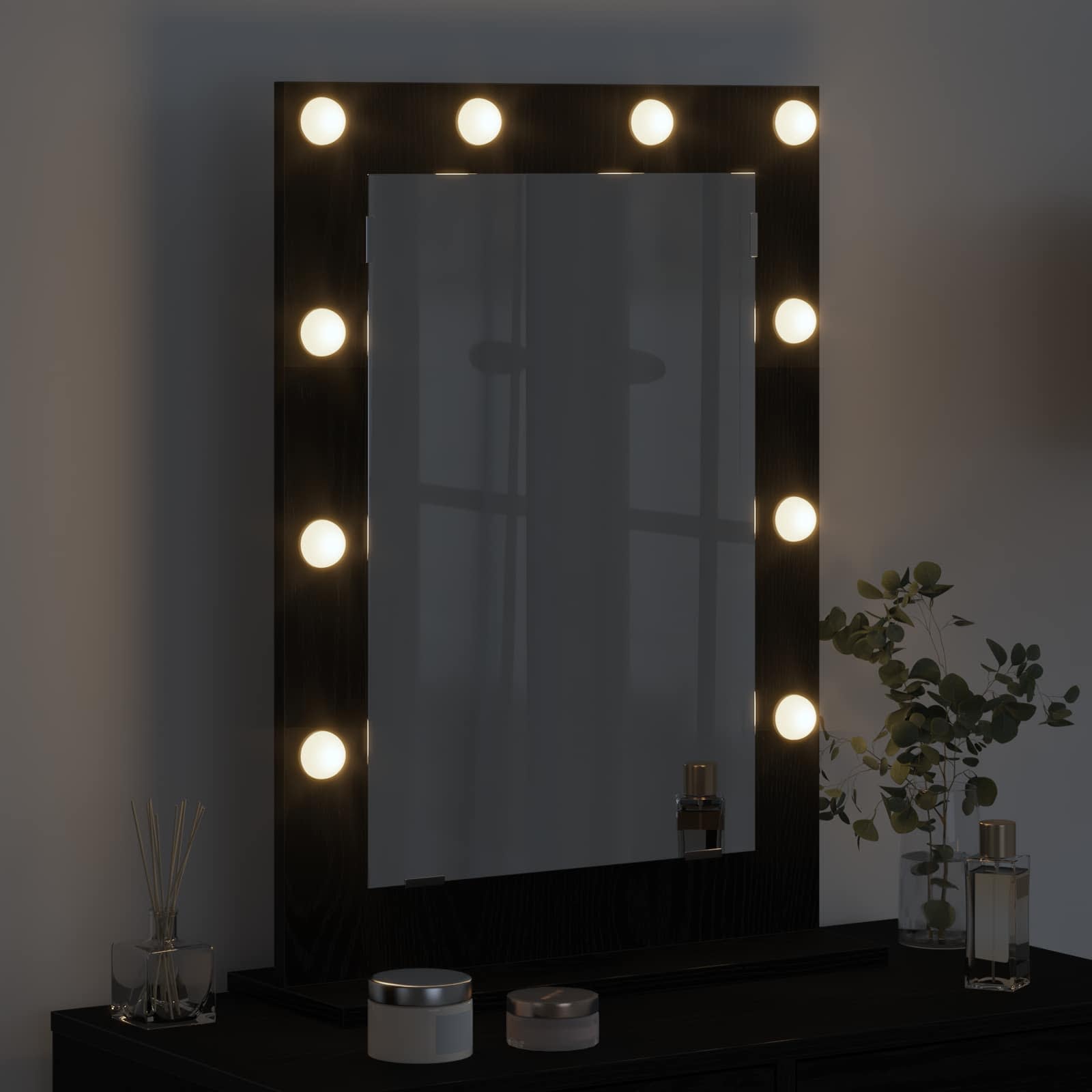 Vidaxx miroir de maquillage rectangulaire chêne noir 70 x 50 x 18 cm