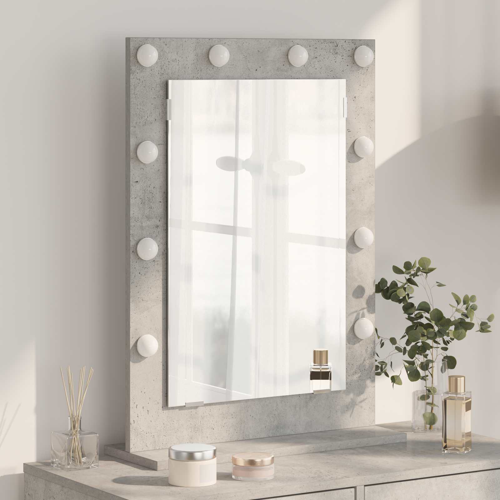 Vidaxx miroir de maquillage rectangulaire gris béton 70 x 50 x 18 cm