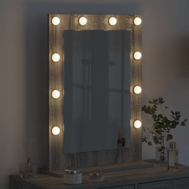 Vidaxl miroir de maquillage rectangulaire gris sonoma 70 x 50 x 18 cm