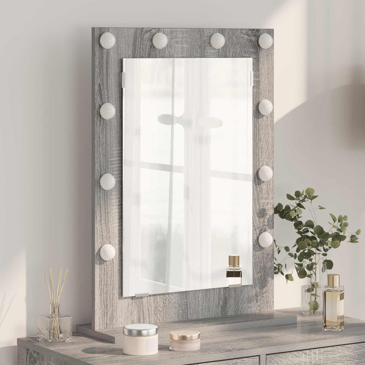 Vidaxl miroir de maquillage rectangulaire gris sonoma 70 x 50 x 18 cm