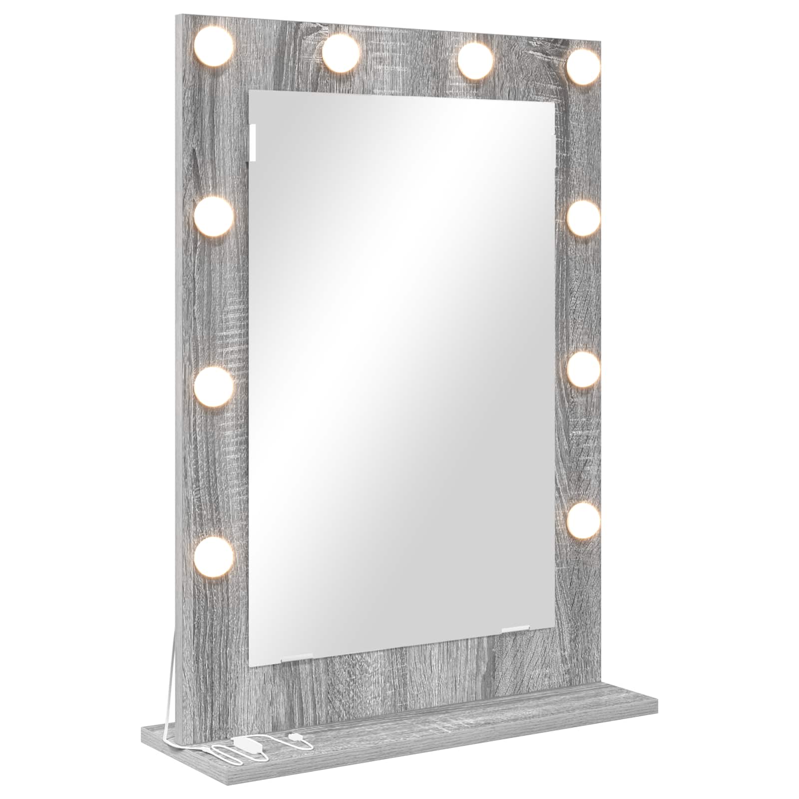 Vidaxl miroir de maquillage rectangulaire gris sonoma 70 x 50 x 18 cm