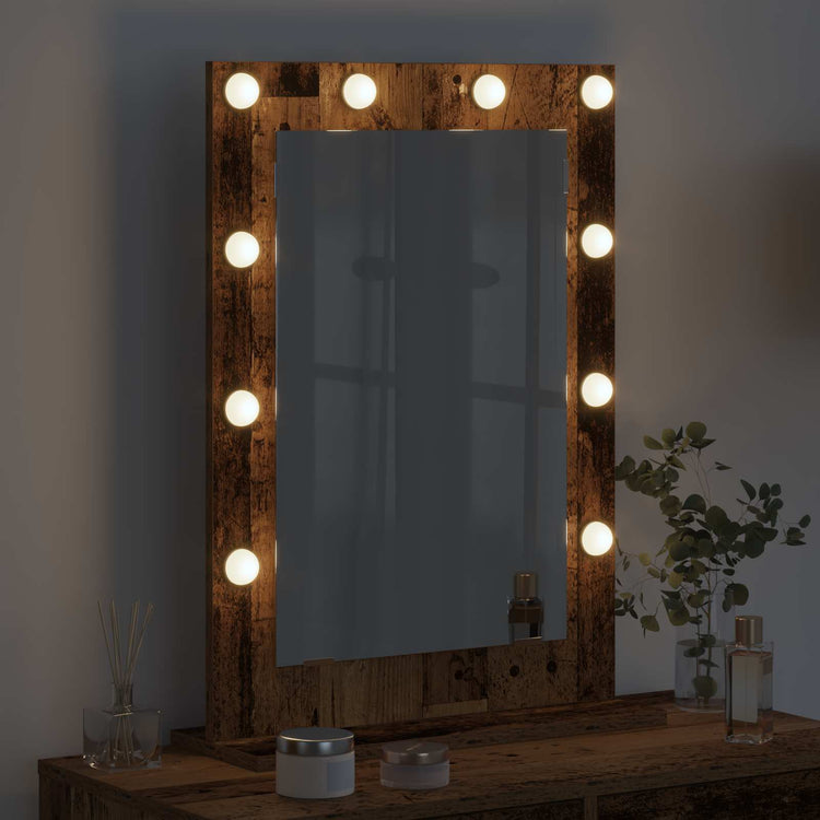 Vidaxx miroir de maquillage rectangulaire avec miroir vieux bois 70 x 50 x 18 cm