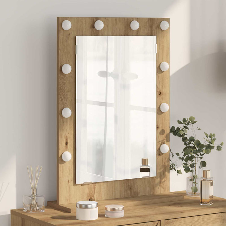 Vidaxx miroir de maquillage rectangulaire chêne artisanal 70 x 50 x 18 cm