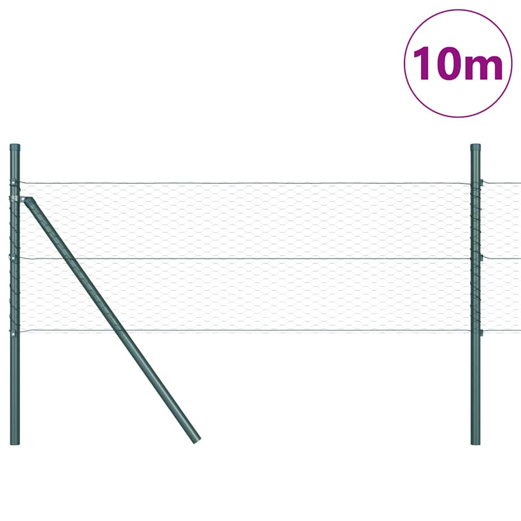 Vidaxl poteau de clôture vert 10 x 0,4 m (maille 25 mm) acier et PVC