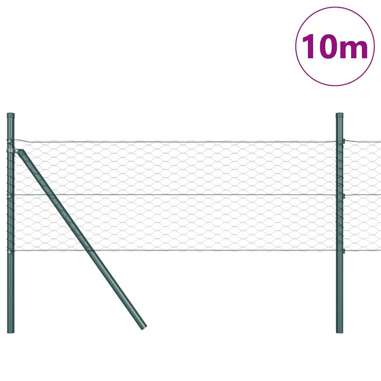 Vidaxl poteau de clôture vert 10 x 0,5 m (maille 36 mm) acier et PVC