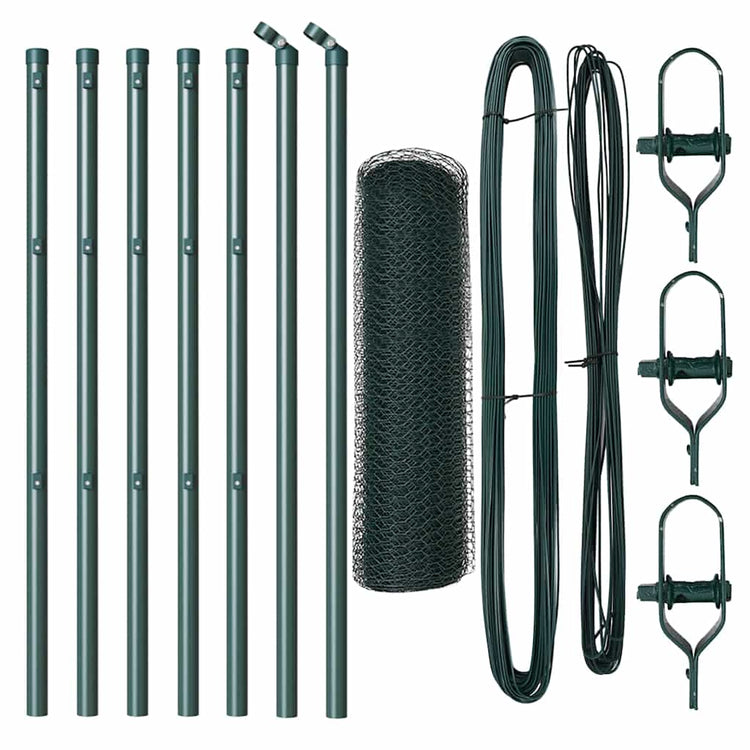 Poteau de clôture Vidaxl vert 10 x 0,6 m (maille 13 mm) acier et PVC