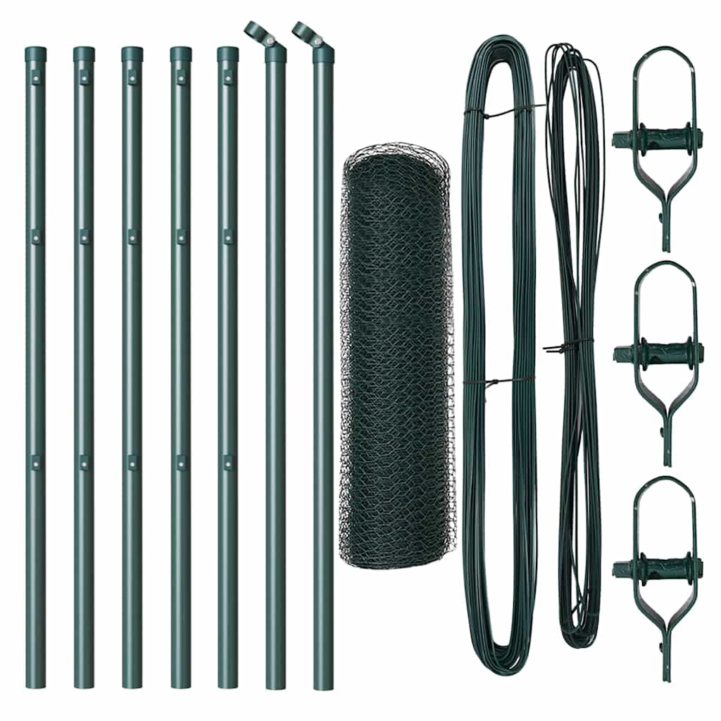 Poteau de clôture Vidaxl vert 10 x 0,6 m (maille 25 mm) acier et PVC