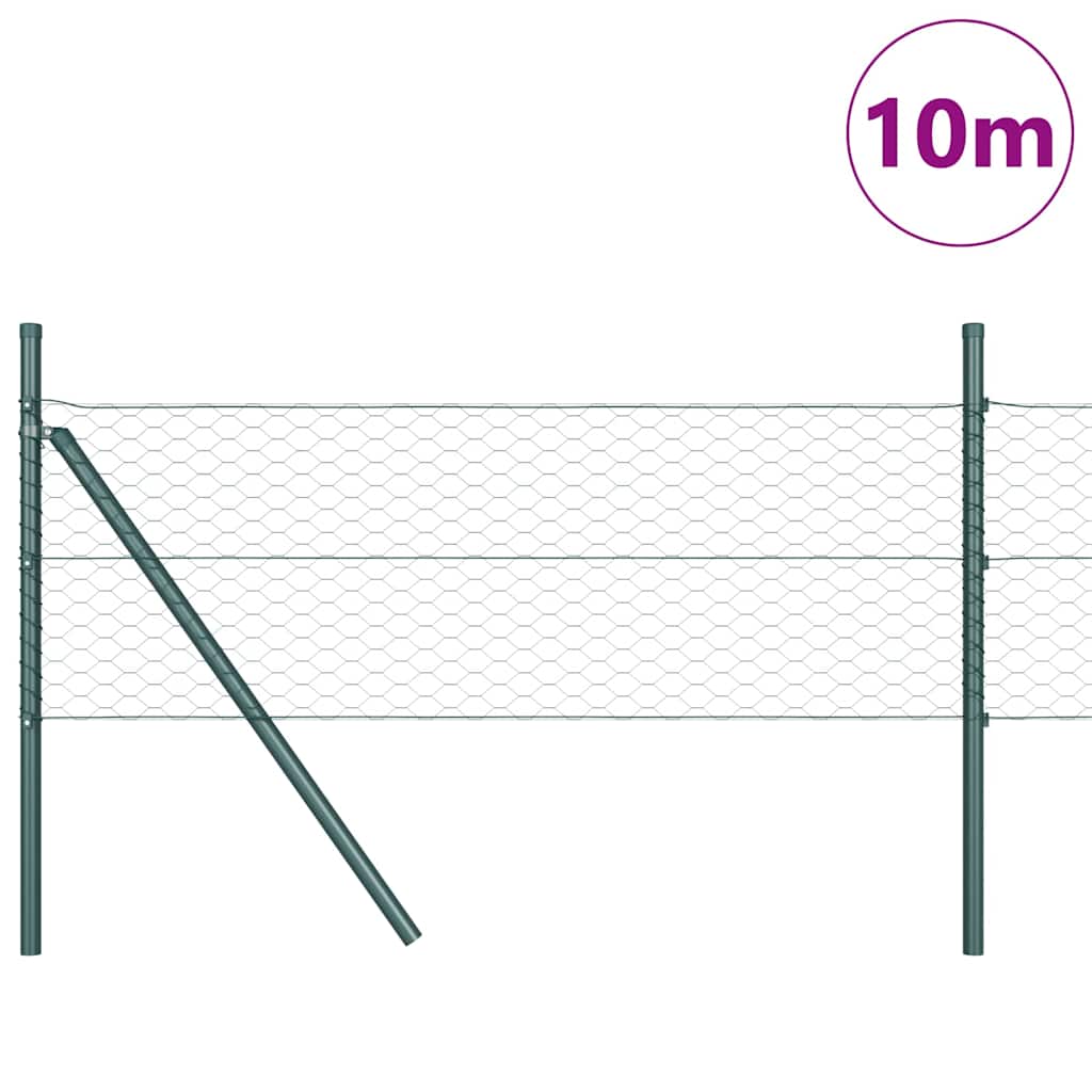 Poteau de clôture Vidaxl vert 10 x 0,8 m (maille 36 mm) acier et PVC
