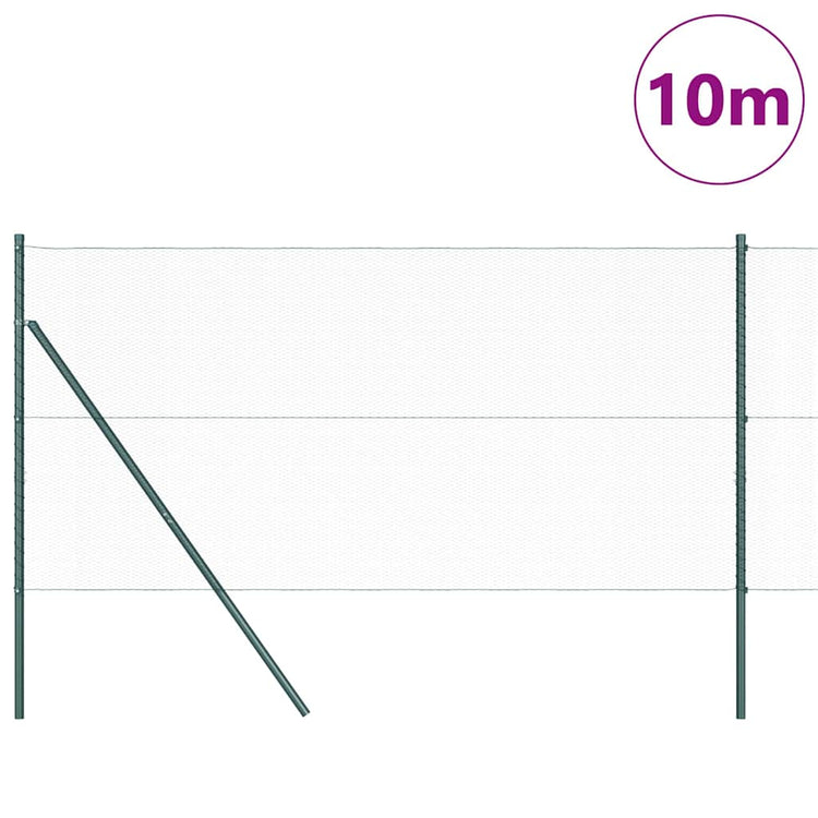 Vidaxl poteau de clôture vert 10 x 1 m (maille 13 mm) acier et PVC