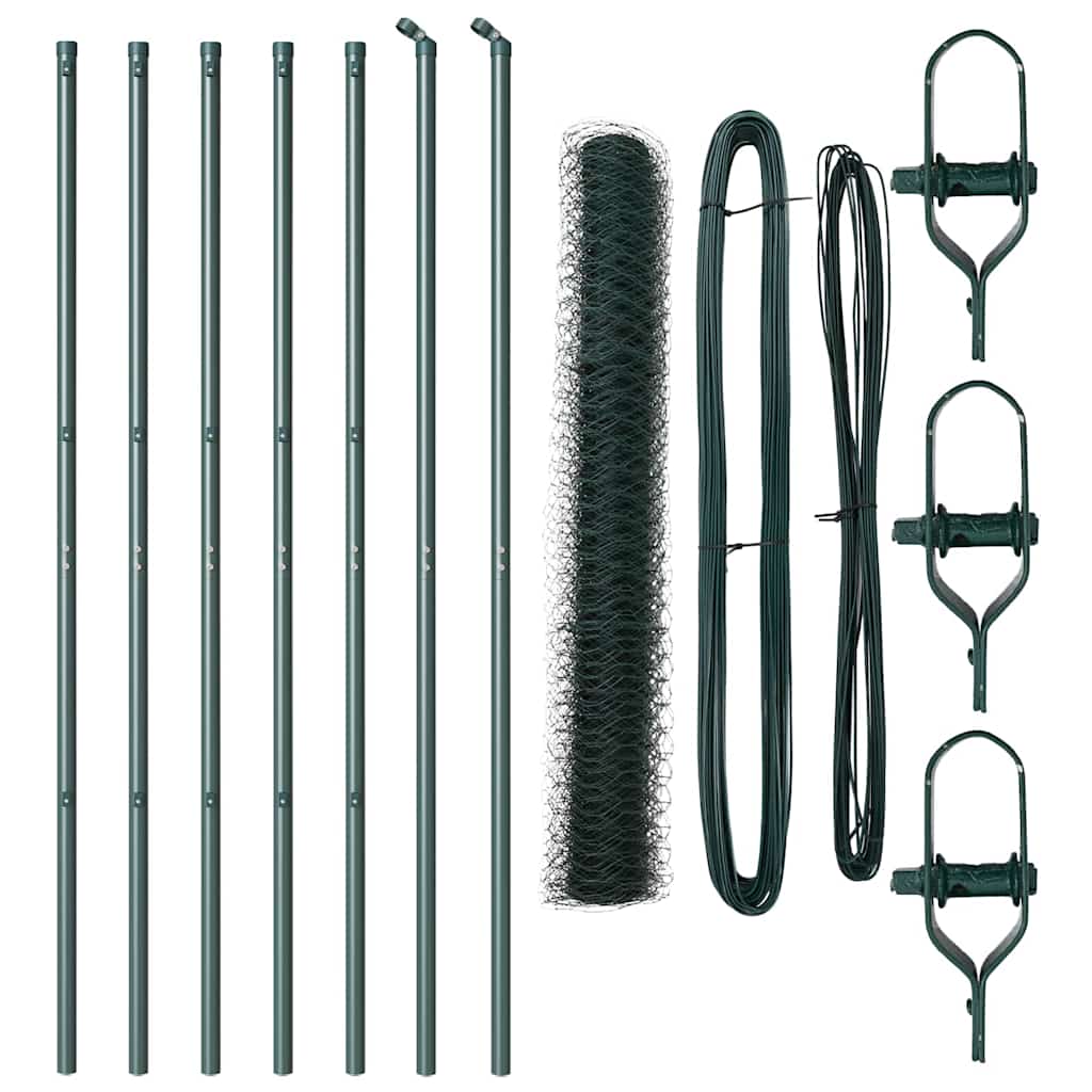 Vidaxl poteau de clôture vert 10 x 1 m (maille 36 mm) acier et PVC