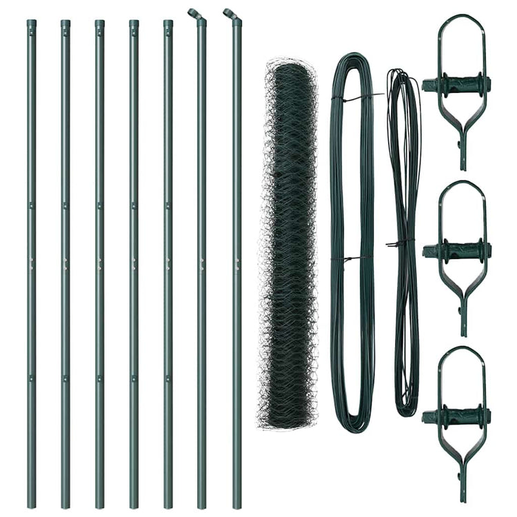 Vidaxl poteau de clôture vert 10 x 1 m (maille 36 mm) acier et PVC