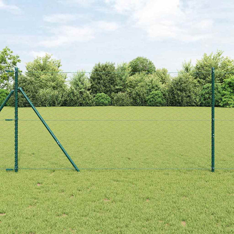 Poteau de clôture Vidaxl vert 10 x 1,2 m (maille 50 mm) acier et PVC