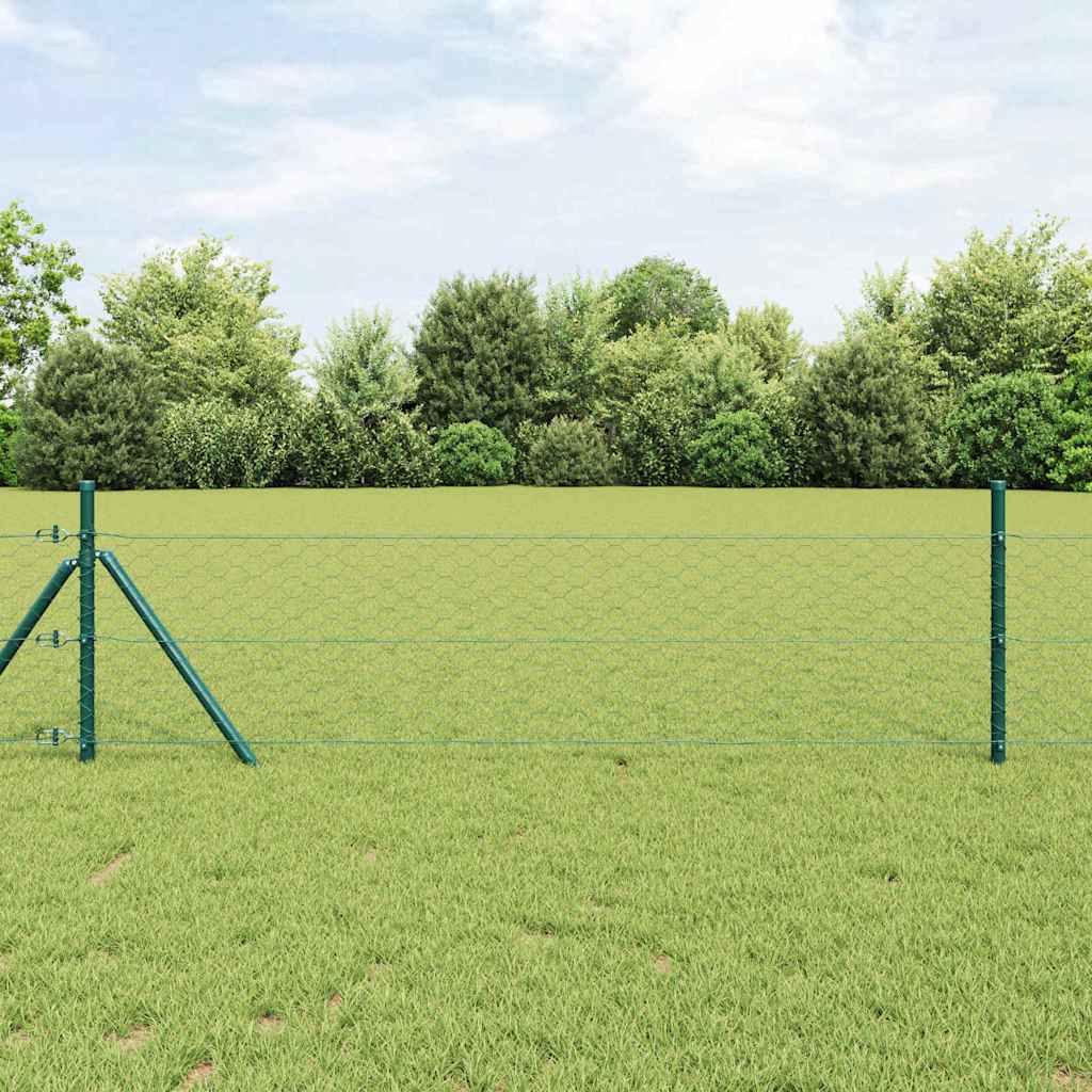 Poteau de clôture Vidaxl vert 10 x 1,4 m (maille 50 mm) acier et PVC