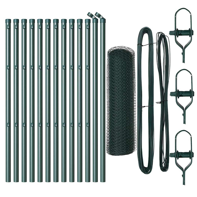 Vidaxl poteau de clôture vert 25 x 0,4 m (maille 25 mm) acier et PVC