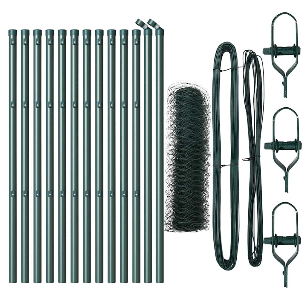 Vidaxl poteau de clôture vert 25 x 0,4 m (maille 50 mm) acier et PVC