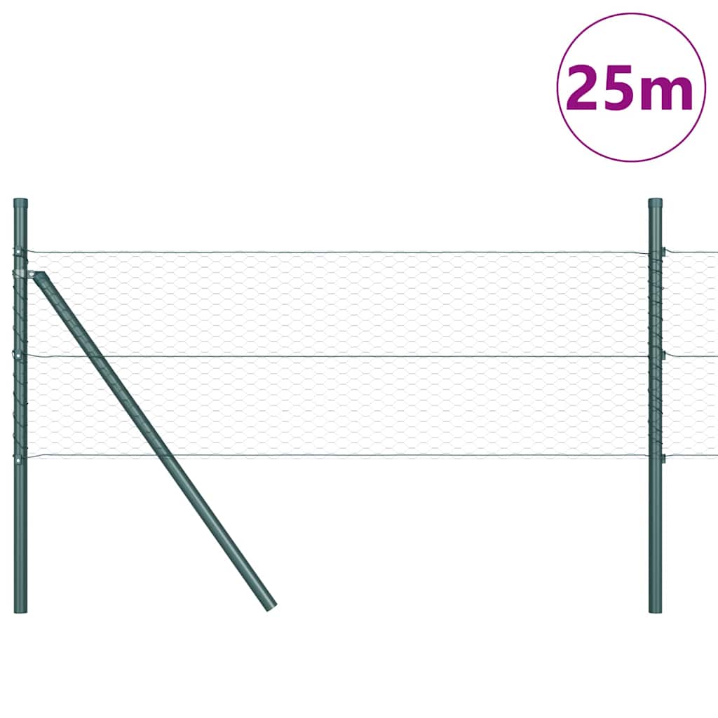 Poteau de clôture Vidaxl vert 25 x 0,8 m (maille 25 mm) acier et PVC