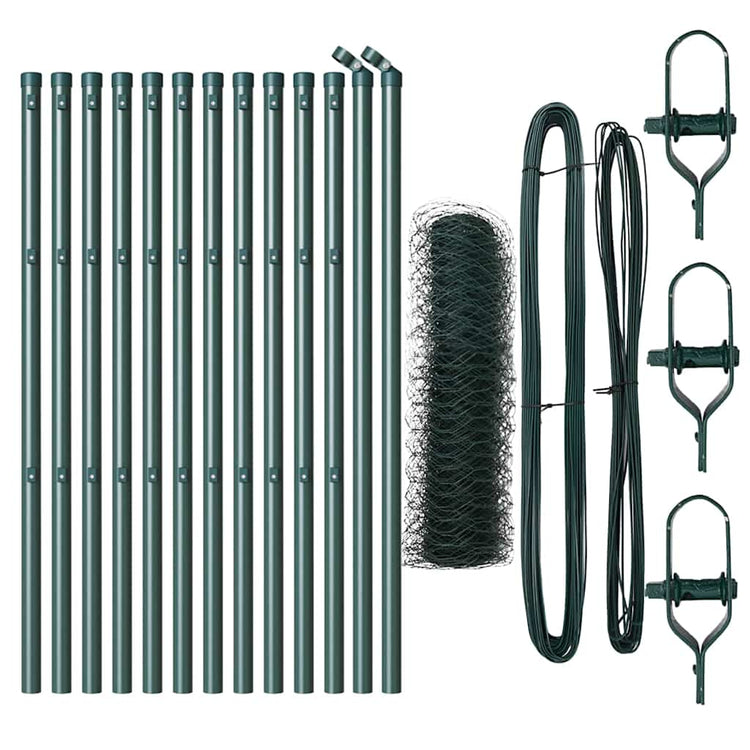 Vidaxl poteau de clôture vert 25 x 0,8 m (maille 50 mm) acier et PVC