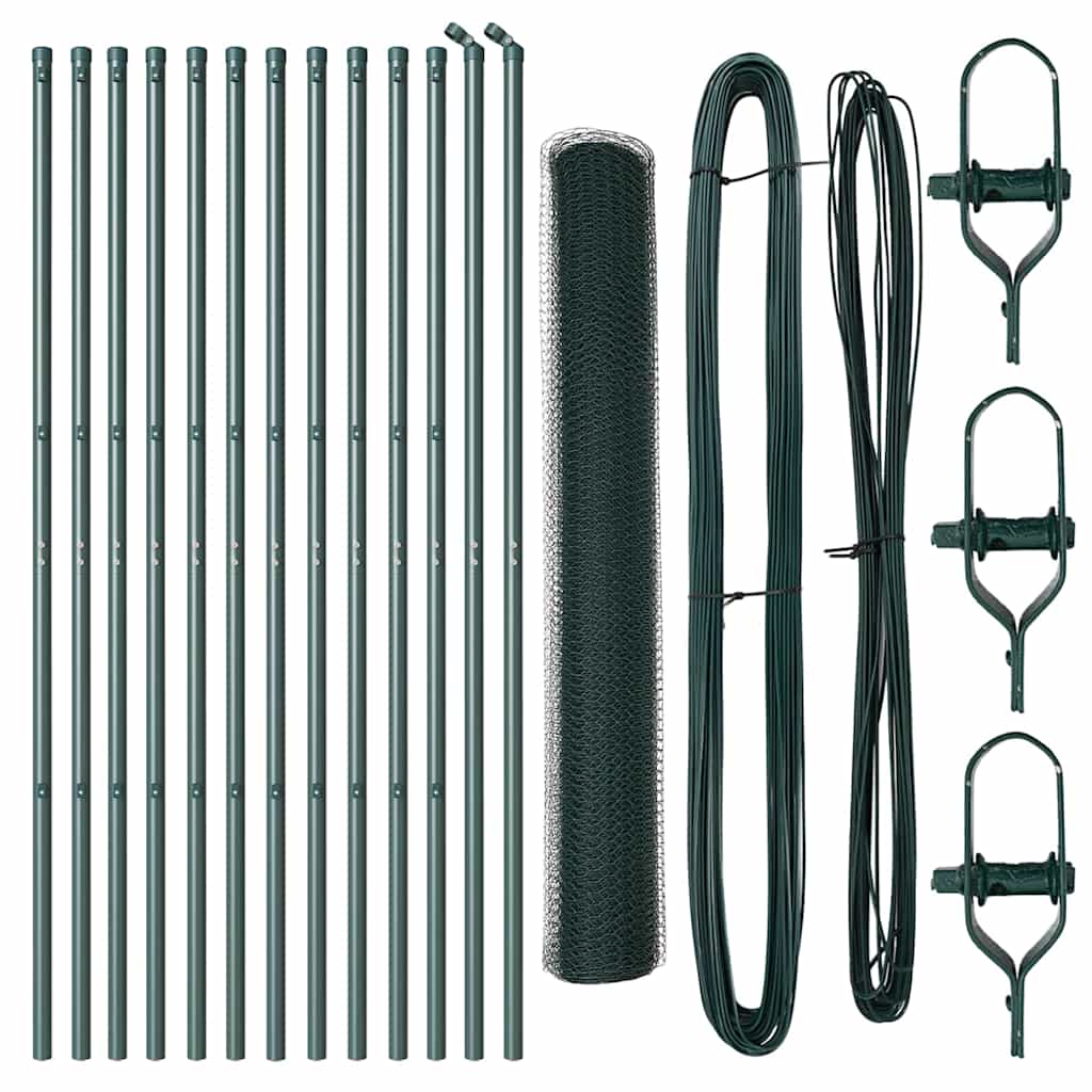 Vidaxl poteau de clôture vert 25 x 1,2 m (maille 13 mm) acier