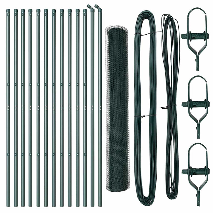 Vidaxl poteau de clôture vert 25 x 1,2 m (maille 13 mm) acier
