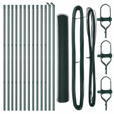 Vidaxl poteau de clôture vert 25 x 1,2 m (maille 25 mm) acier
