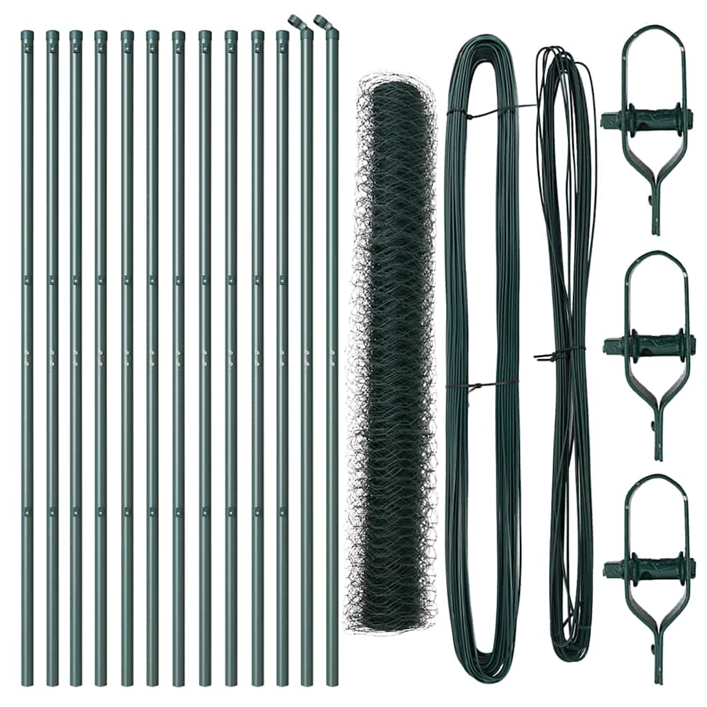 Vidaxl poteau de clôture vert 25 x 1,2 m (maille 36 mm) acier