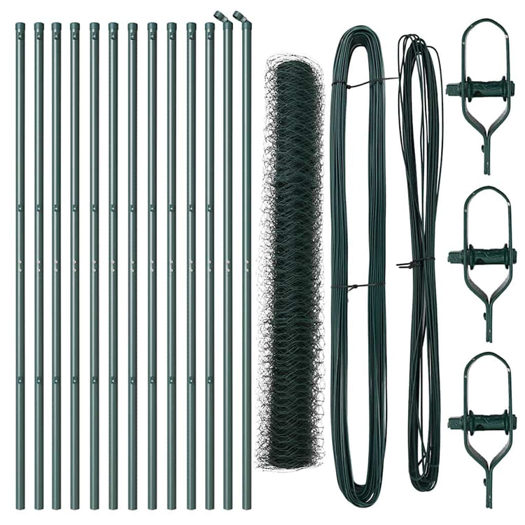 Vidaxl poteau de clôture vert 25 x 1,2 m (maille 36 mm) acier