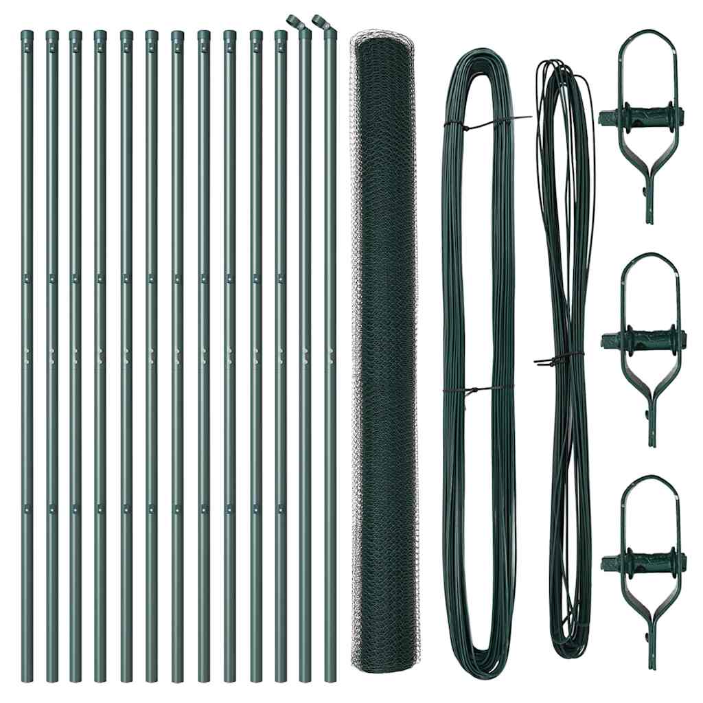 Vidaxl poteau de clôture vert 25 x 1,5 m (maille 25 mm) acier