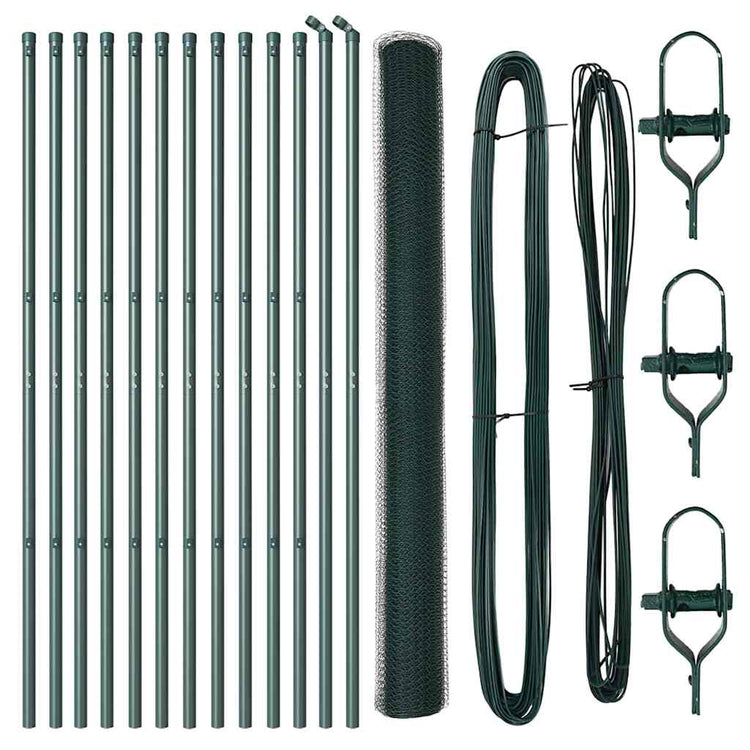 Vidaxl poteau de clôture vert 25 x 1,6 m (maille 25 mm) acier et PVC