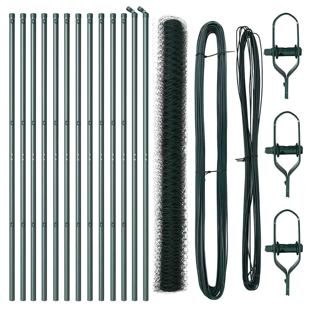 Poteau de clôture Vidaxl vert 25 x 1,6 m (maille 36 mm) acier et PVC