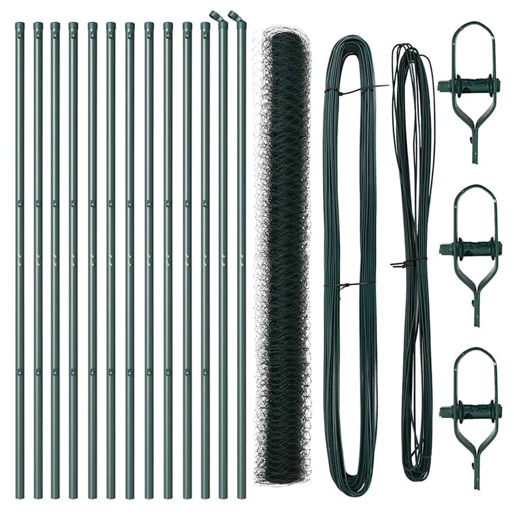 Poteau de clôture Vidaxl vert 25 x 1,6 m (maille 36 mm) acier et PVC
