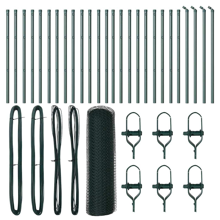 Poteau de clôture Vidaxl vert 50 x 0,4 m (maille 13 mm) acier et PVC