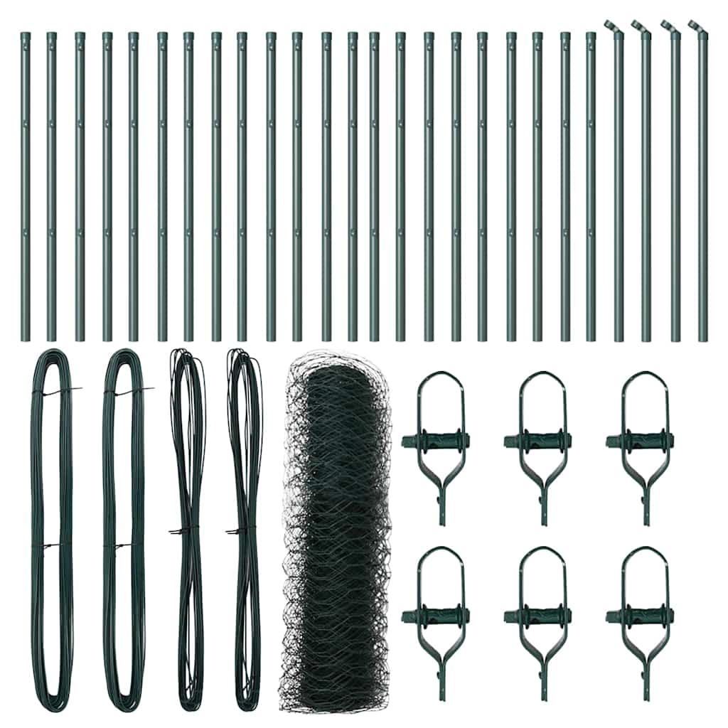 Vidaxl poteau de clôture vert 50 x 0,5 m (maille 50 mm) acier et PVC
