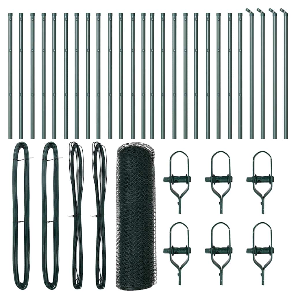 Poteau de clôture Vidaxl vert 50 x 0,6 m (maille 25 mm) acier et PVC