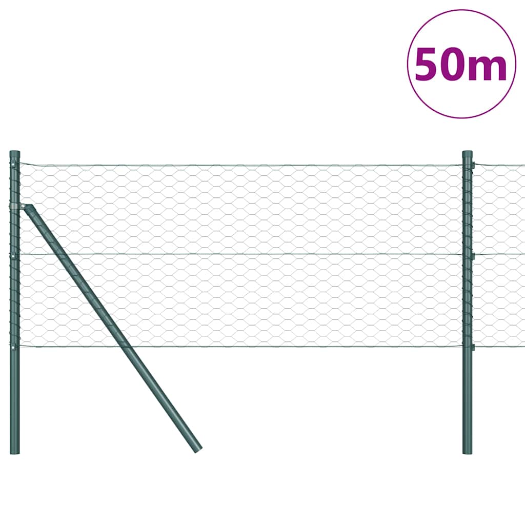 Poteau de clôture Vidaxl vert 50 x 0,6 m (maille 36 mm) acier et PVC