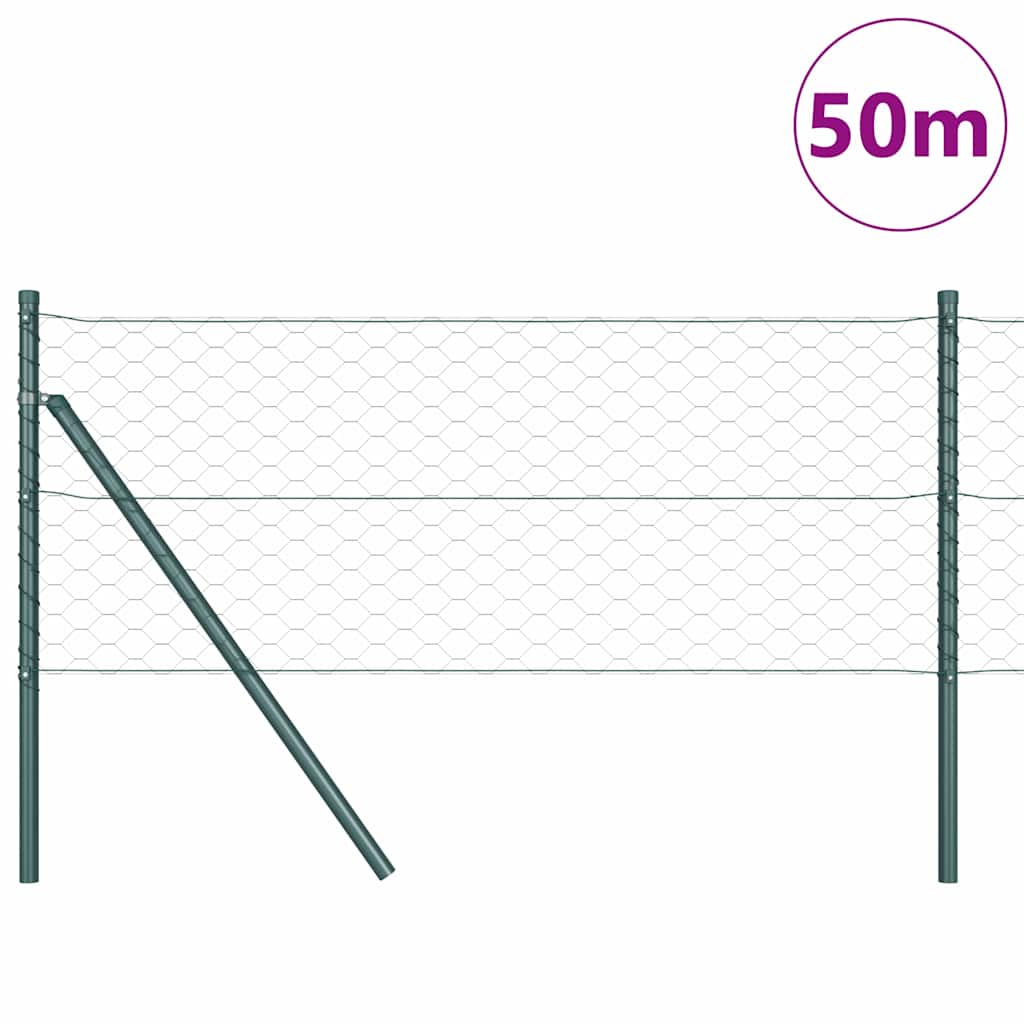 Poteau de clôture Vidaxl vert 50 x 0,6 m (maille 50 mm) acier et PVC