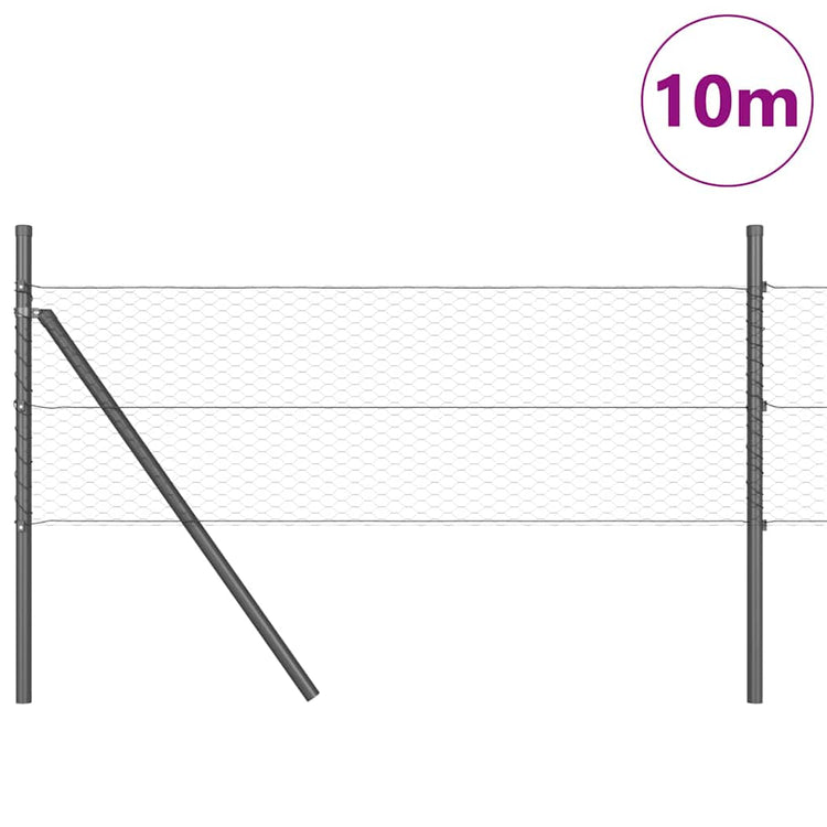 Vidaxl poteau de clôture gris 10 x 0,4 m (maille 25 mm) acier et PVC