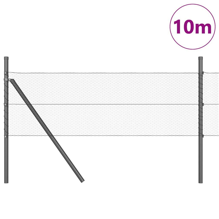 Vidaxl poteau de clôture gris 10 x 0,5 m (maille 13 mm) acier et PVC