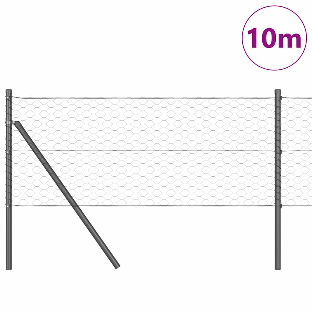 Vidaxl poteau de clôture gris 10 x 0,6 m (maille 36 mm) acier et PVC