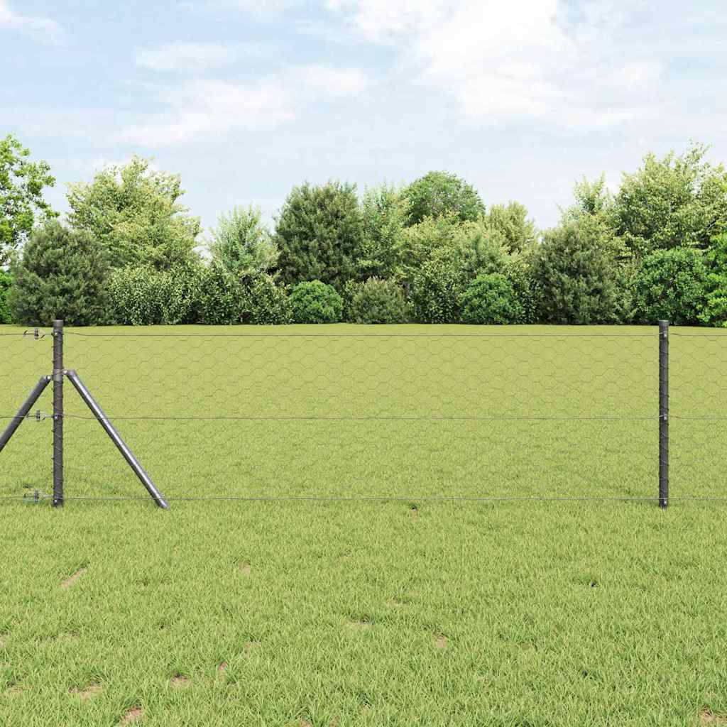 Vidaxl poteau de clôture gris 10 x 0,6 m (maille 50 mm) acier et PVC