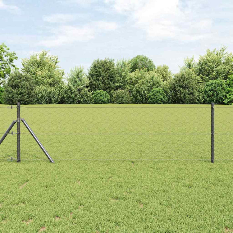 Vidaxl poteau de clôture gris 10 x 0,6 m (maille 50 mm) acier et PVC