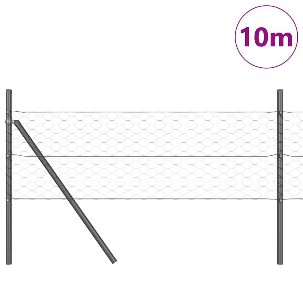 Vidaxl poteau de clôture gris 10 x 0,8 m (maille 50 mm) acier et PVC