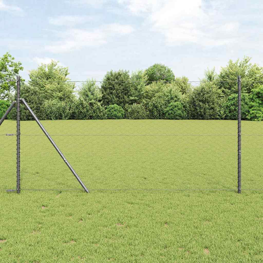 Vidaxl poteau de clôture gris 10 x 1 m (maille 50 mm) acier et PVC