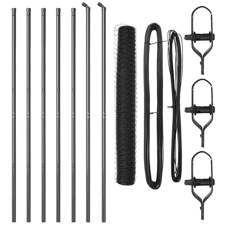 Vidaxl poteau de clôture gris 10 x 1,2 m (maille 50 mm) acier et PVC