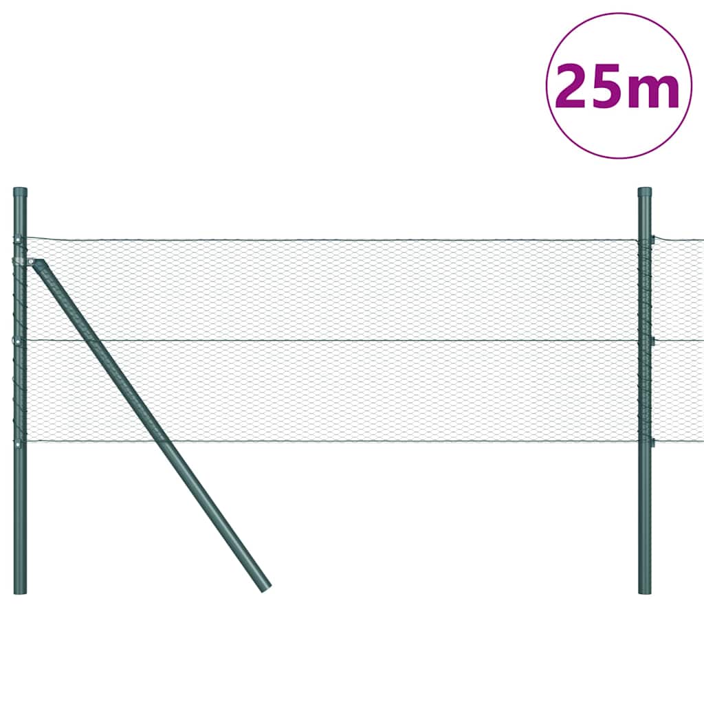 Vidaxl poteau de clôture gris 25 x 0,5 m (maille 13 mm) acier