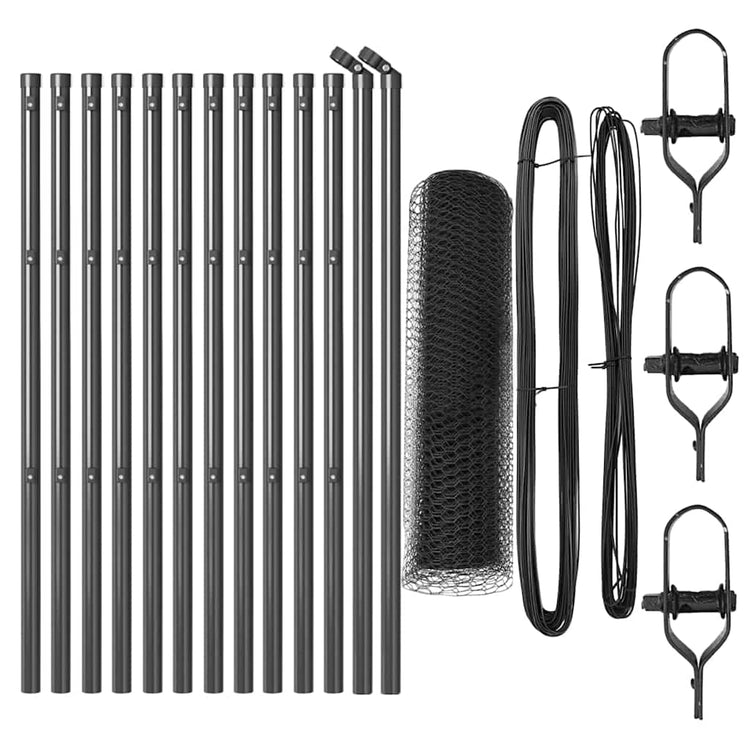 Poteau de clôture Vidaxl gris 25 x 0,8 m (maille 13 mm) acier et PVC